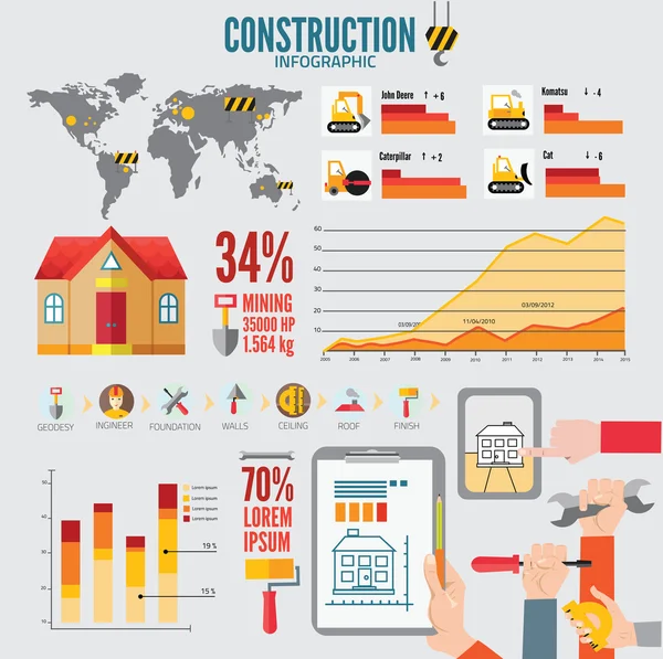 Construir infográfico com mapa —  Vetores de Stock