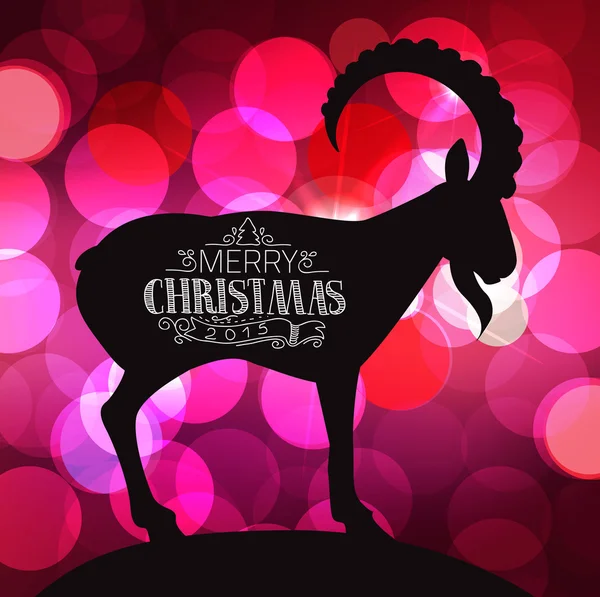 Feliz tarjeta de Navidad con cabra — Vector de stock