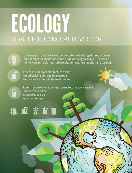 Natuur met boom rond de aarde — Stockvector