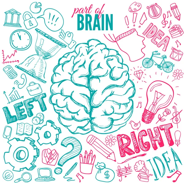 Funkcje lewej i prawej mózgu — Wektor stockowy
