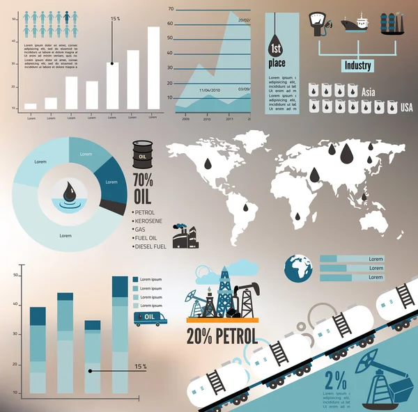 Globale Ölbohr- und Raffinerieindustrie — Stockvektor