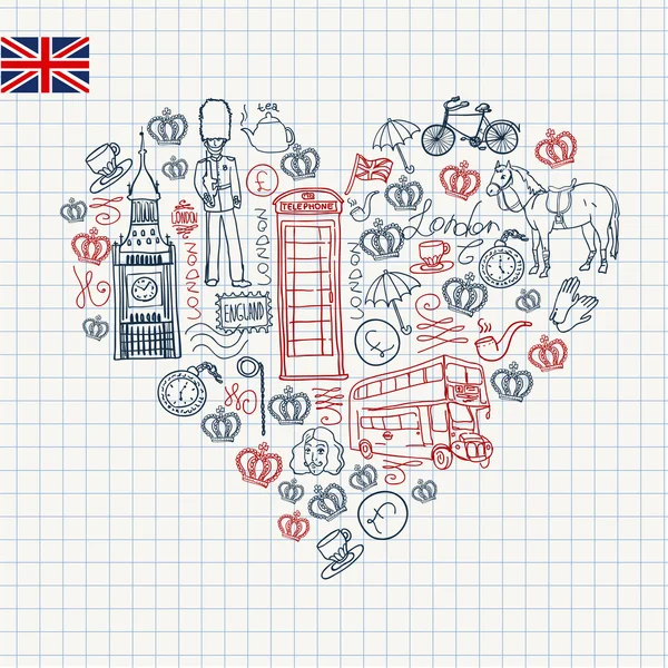 Tradiční symboly Londýn a Anglie — Stockový vektor