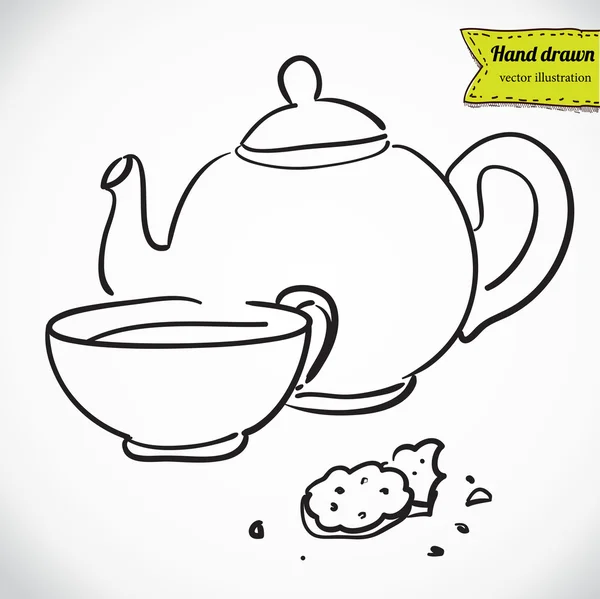 Чашка чая с пирожными — стоковый вектор