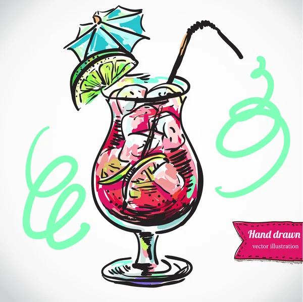 Cocktail desenhado à mão — Vetor de Stock