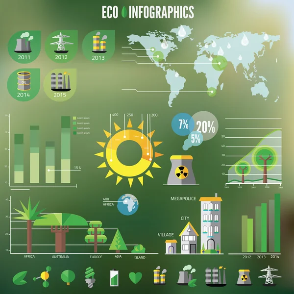 Ícones infográficos ecológicos — Vetor de Stock