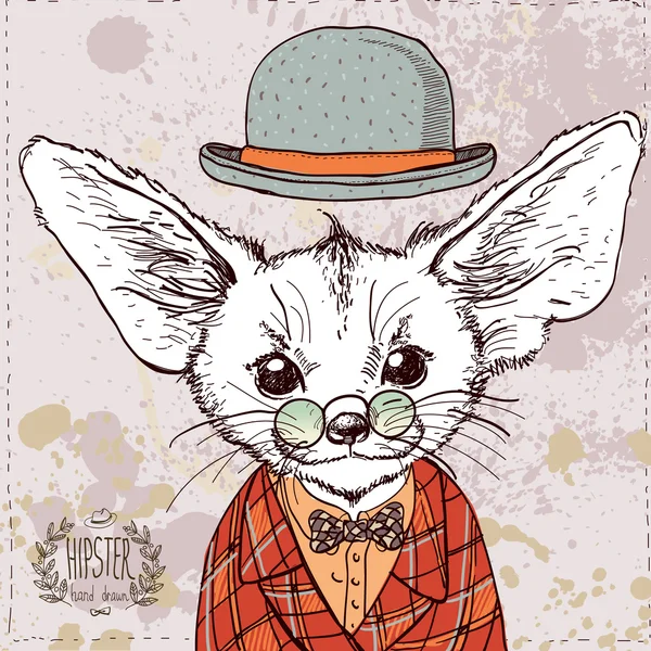 Hipster fox kaart — Stockvector