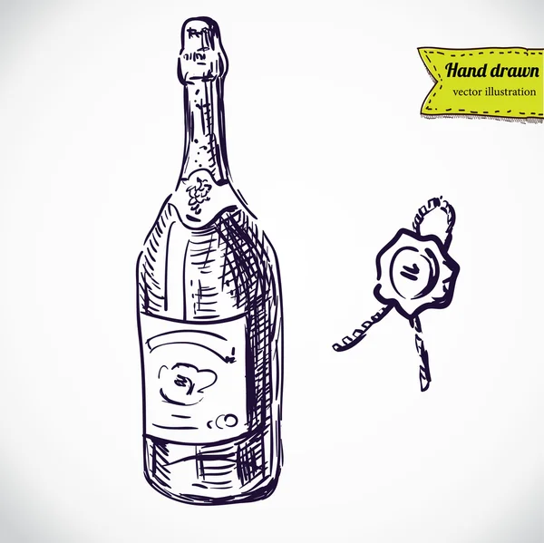 Yarım yamalak şarap şişesi — Stok Vektör