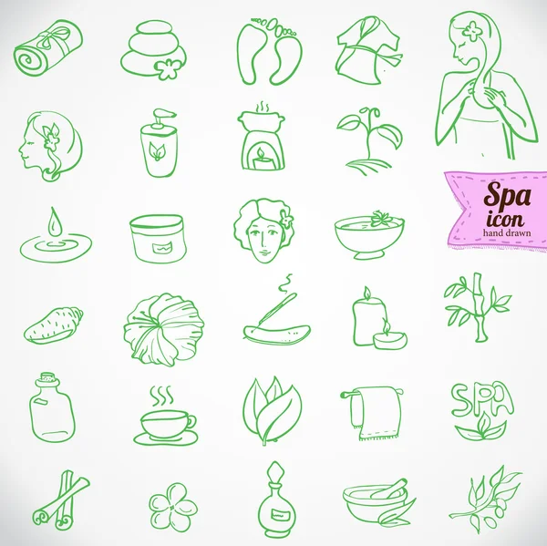 Spa ve güzellik Icons set doodle — Stok Vektör
