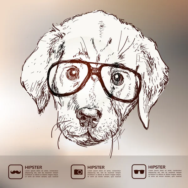 Chiot hipster avec lunettes — Image vectorielle