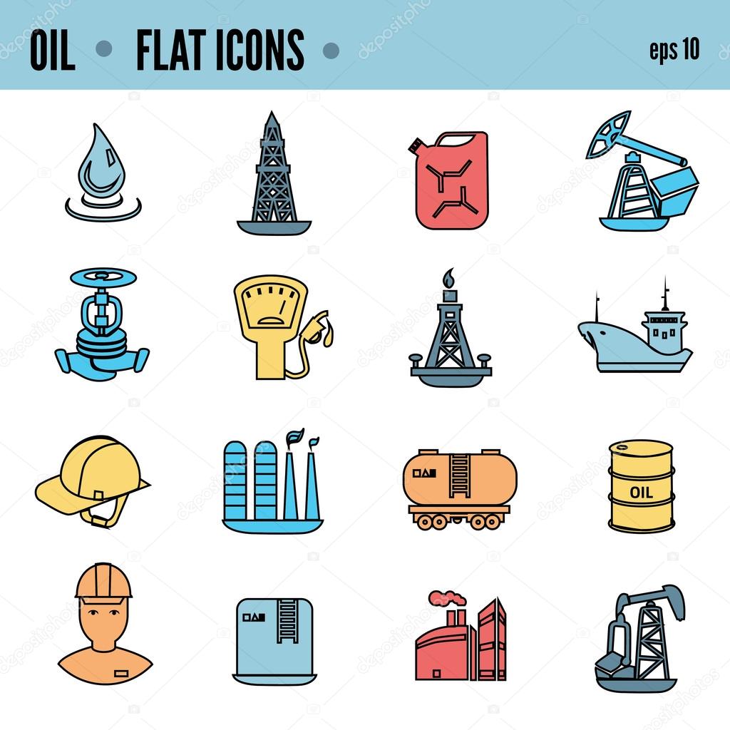 Oil and petroleum icon set