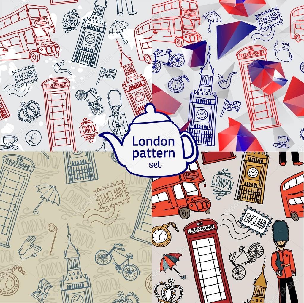 Doodle icon london seamless pattern