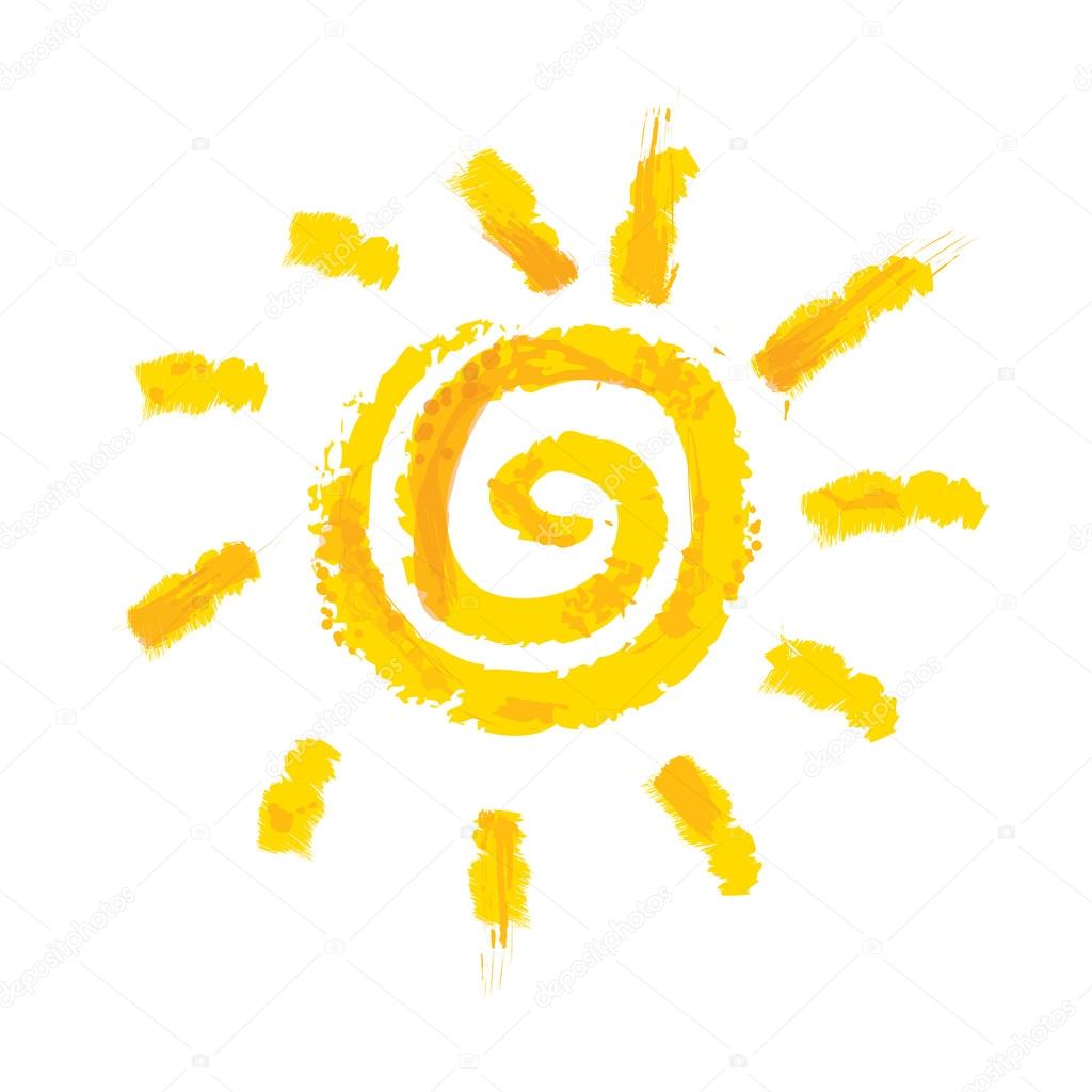 Watercolor sun, rays flat icon