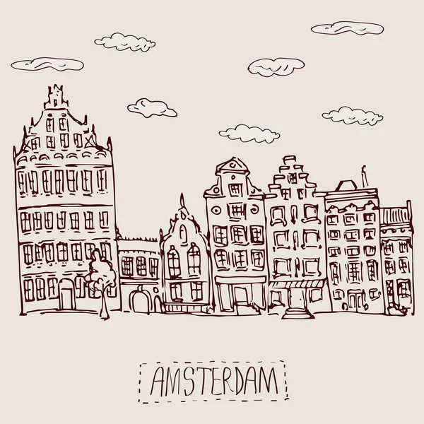 Amsterdam-Kanalhäuser — Stockvektor