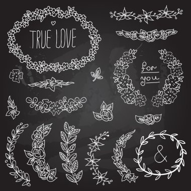 Antika karatahta etiketleri ayarlandı, vektör