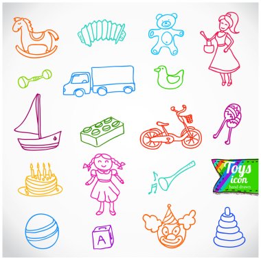 A variety of childrens toys clipart