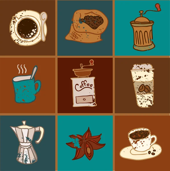 Conjunto de icono de café plano — Vector de stock