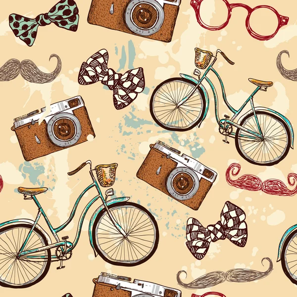 Hipster seamless pattern — Stock Vector