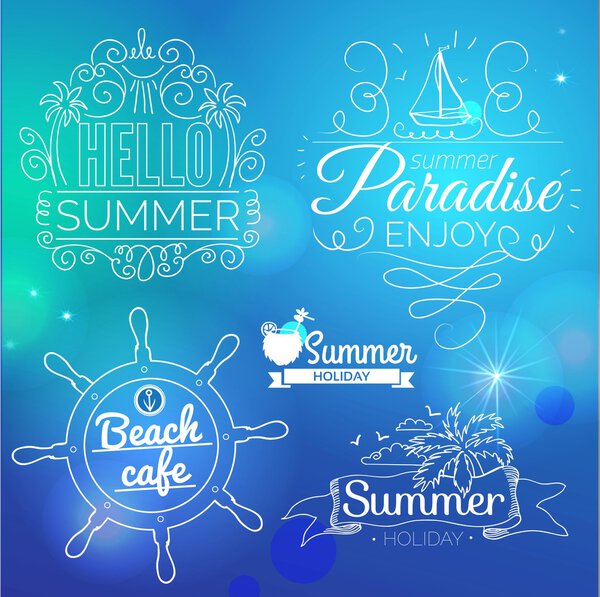 Retro elements for Summer calligraphic designs 