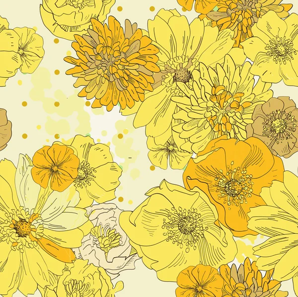 优雅彩色纹理的装饰背景。与花的无缝模式。花卉矢量图. — 图库矢量图片
