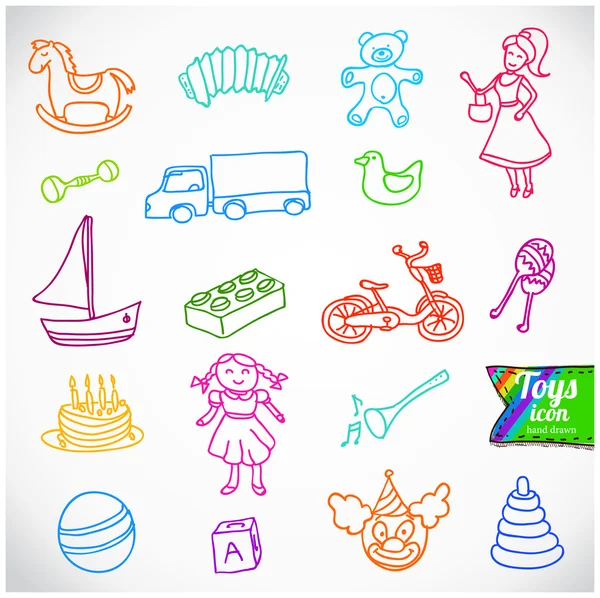 A variety of childrens toys — Stock Vector