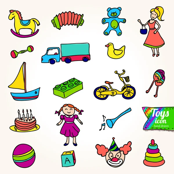 Une variété de jouets pour enfants — Image vectorielle