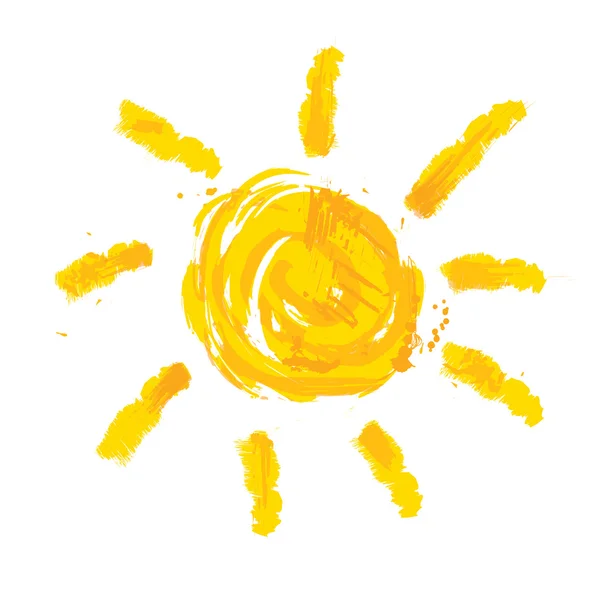 Aquarell Sonne, Strahlen flache Symbol Nahaufnahme Silhouette — Stockvektor