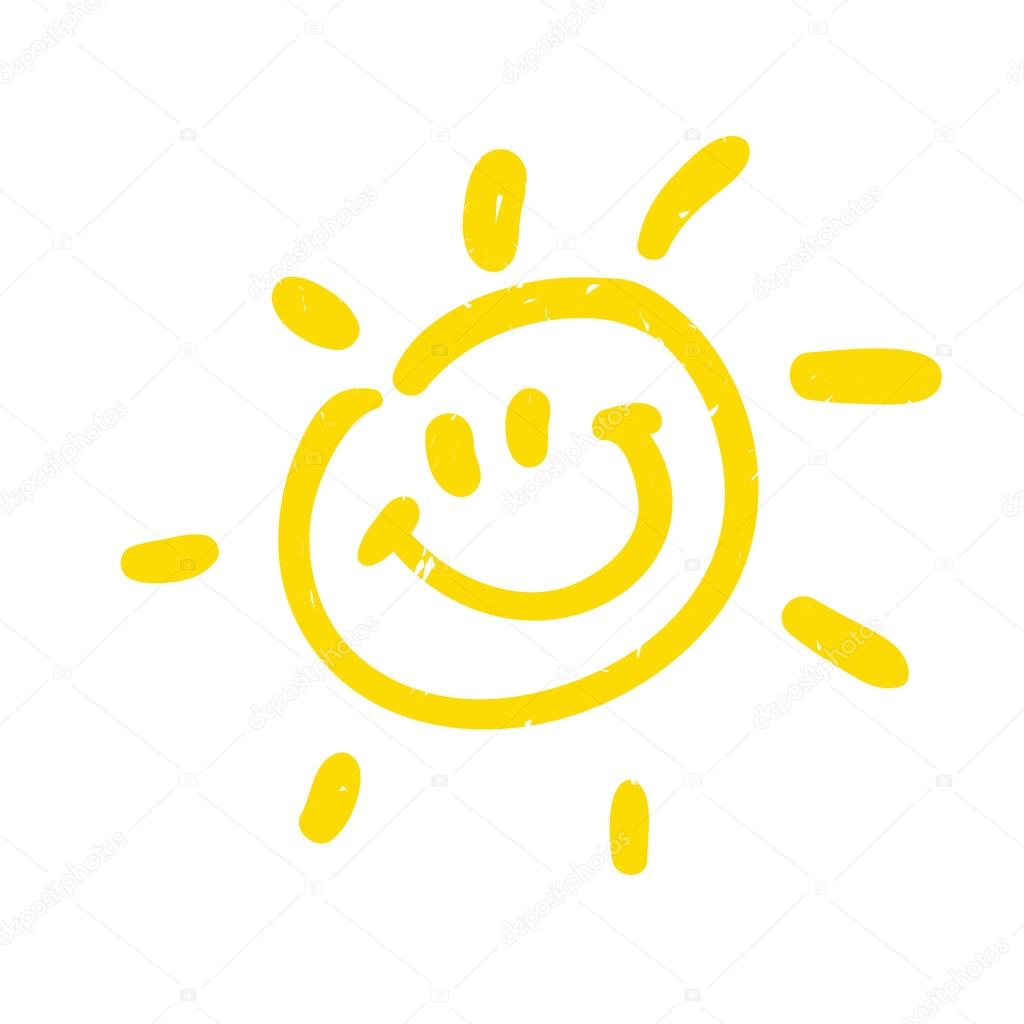 Watercolor sun, rays flat icon closeup silhouette isolated on white background. Art logo design