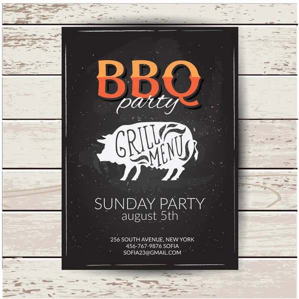 Barbecue party invitation. BBQ brochure menu design. — Stock Vector