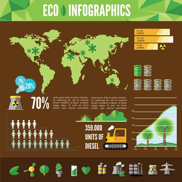 Ekologi Infografis, vektor ilustrasi - Stok Vektor