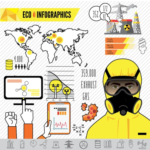 Infografiken zur Öl- und Gasindustrie, Förderung, Verarbeitung und Transport — Stockvektor