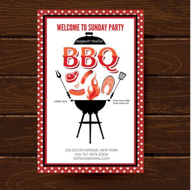 Barbekü partisi davetiyesi. Barbekü broşür menü tasarımı.