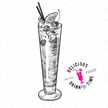 The Singapore Sling cocktail isolated  clipart
