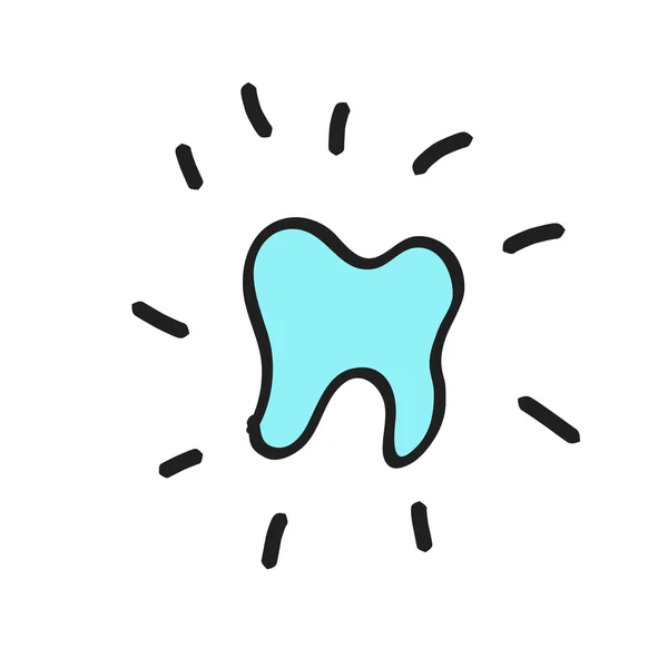 Ícone de dente isolado no branco. Desenho à mão desenho ilustração vetorial — Vetor de Stock