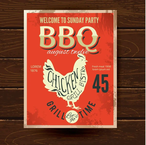 Barbecue party invitation. BBQ brochure menu design. — Stock Vector