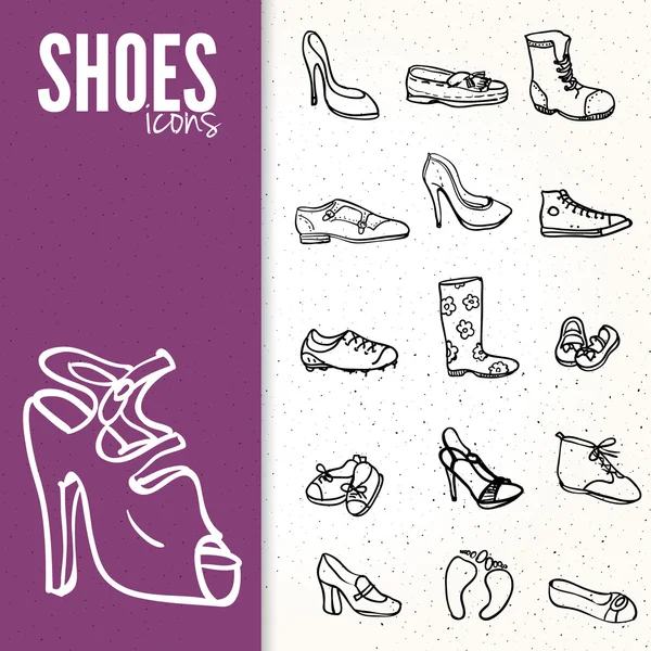 Zestaw ikon różnych buty, ilustracji wektorowych — Wektor stockowy