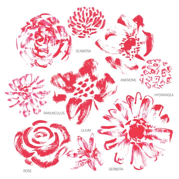 Vector Set van Grunge of aquarel bloemen - Eps10 — Stockvector