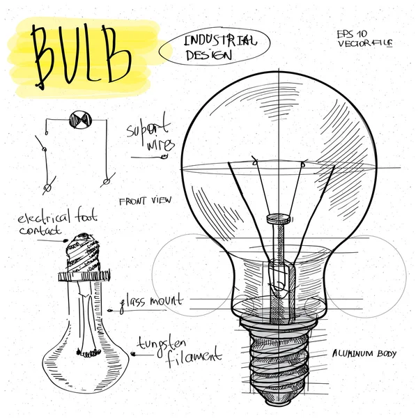 Vektor skiss illustration - lampa — Stock vektor