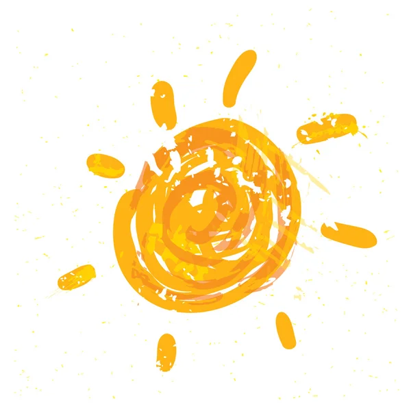 Watercolor sun, ray ikon datar siluet closeup - Stok Vektor
