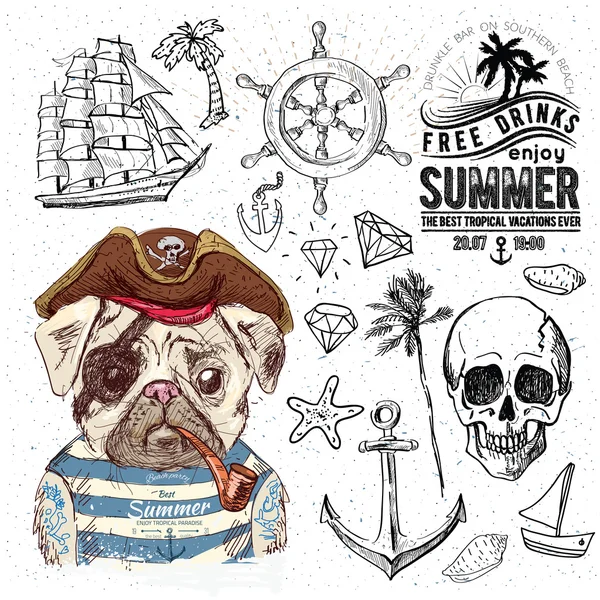 Piratas listos. ilustraciones dibujadas a mano — Vector de stock