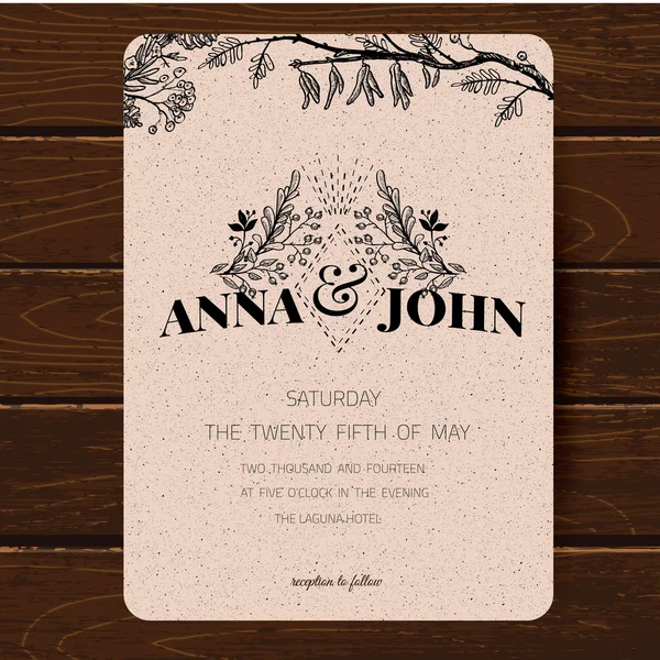 Modèle de carte d'invitation de mariage . — Image vectorielle