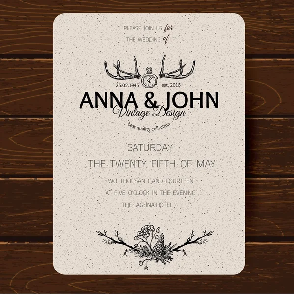結婚式の招待カード テンプレート. — ストックベクタ