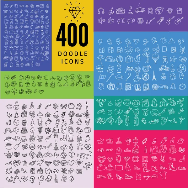 Conjunto de 1000 ícone doodle — Vetor de Stock