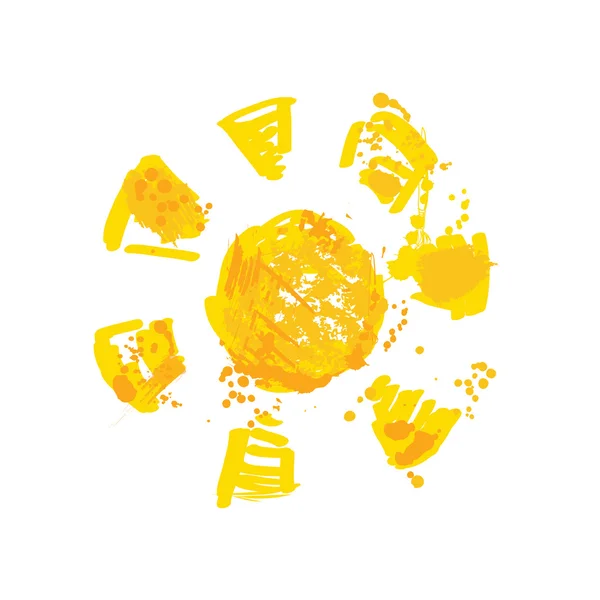 Aquarell Sonne, Strahlen flache Symbol Nahaufnahme Silhouette — Stockvektor