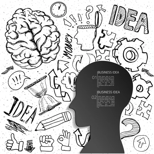 Set of thinking doodles elements — Stock Vector