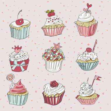 Vector card with colorful cupcake