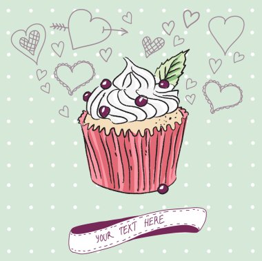 Vector card with colorful cupcake