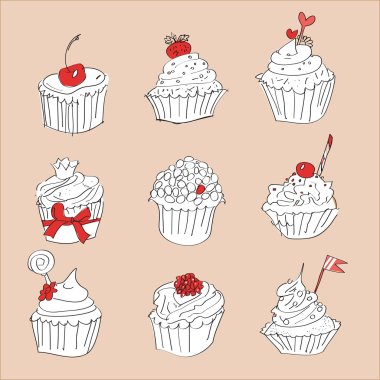 Vector card with colorful cupcake clipart