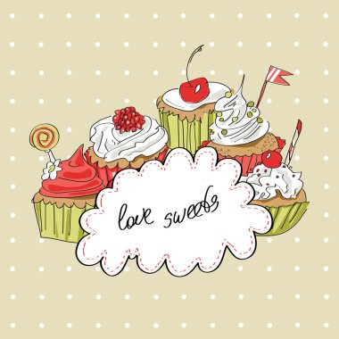 Vector card with colorful cupcake