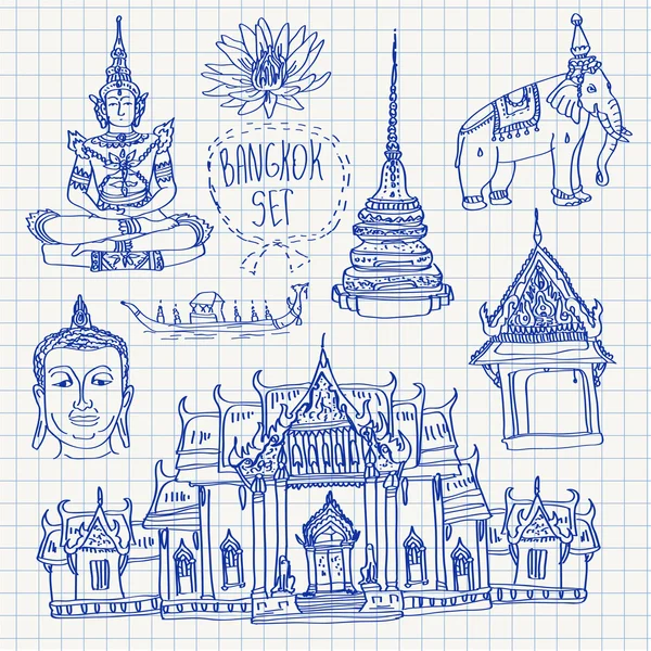 Illustration of vector set of Bangkok — Stock Vector