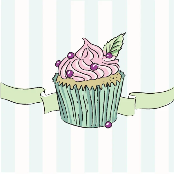 Carte vectorielle avec cupcake coloré — Image vectorielle